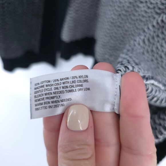 Merona Women Black/White Geometric Striped Open Front Black Hemline/CuffLine S - Picture 5 of 9